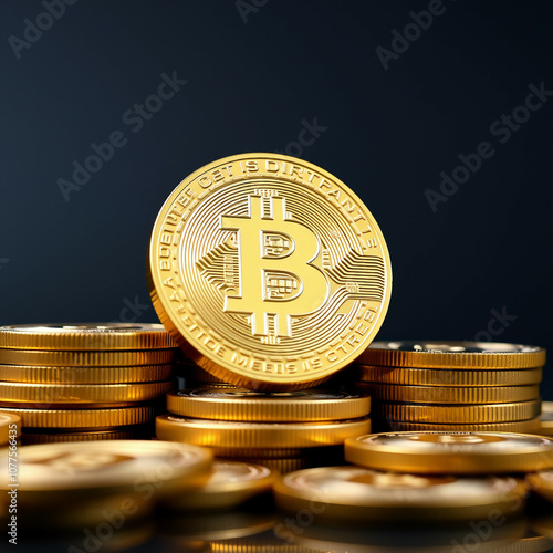 Obraz na płótnie Złoty bitcoin w salonie