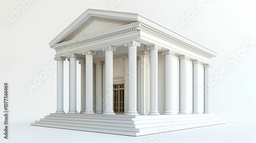 White Classical Building with Columns and Steps