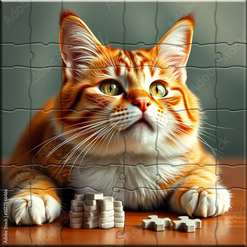 Obraz na płótnie Kot puzzle w salonie