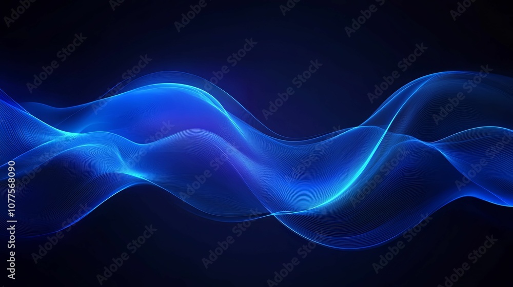 Abstract Blue Glowing Waves on a Dark Background Abstract Blue Glowing Waves on a Dark Background