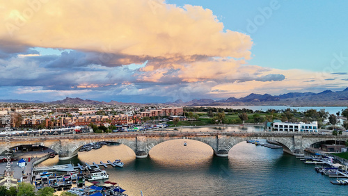 Photography Aerial view of the London Bridge and city