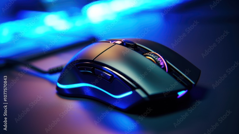 Gaming Mouse with Blue and Purple Backlighting Gaming Mouse with Blue and Purple Backlighting