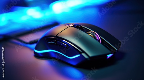 Gaming Mouse with Blue and Purple Backlighting