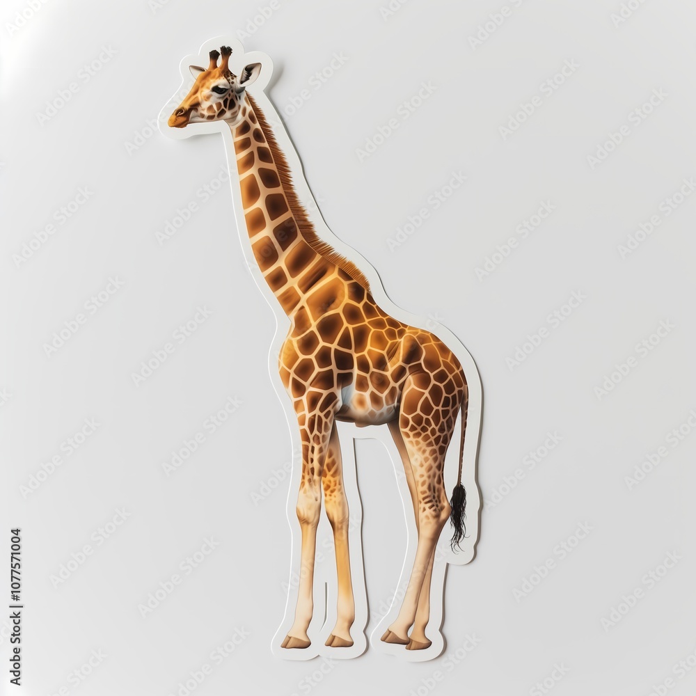 Adorable Giraffe Sticker Illustration on White Background Adorable Giraffe Sticker Illustration on White Background