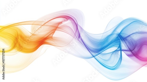 Abstract colorful wavy lines against a white background.