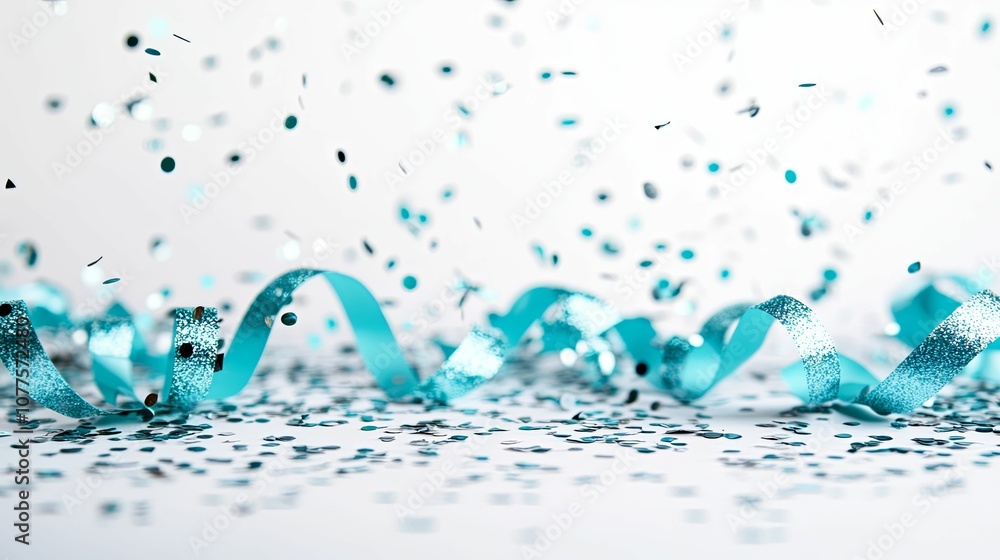 custom made wallpaper toronto digitalBlue Glitter Ribbon and Confetti on White Background