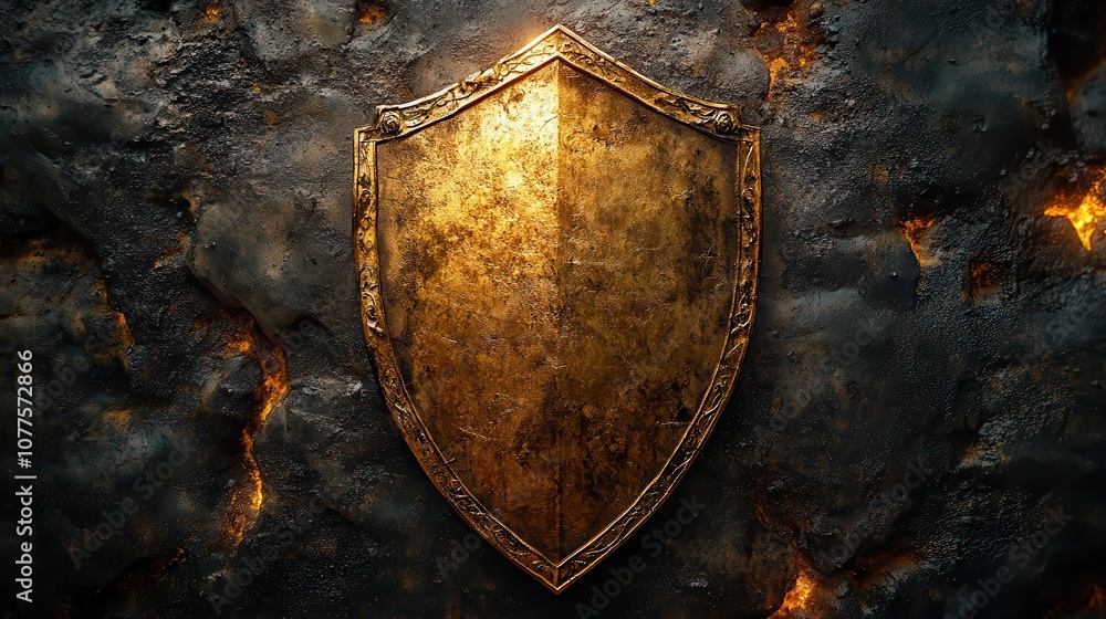 Fototapeta premium a gold shield with a textured edge