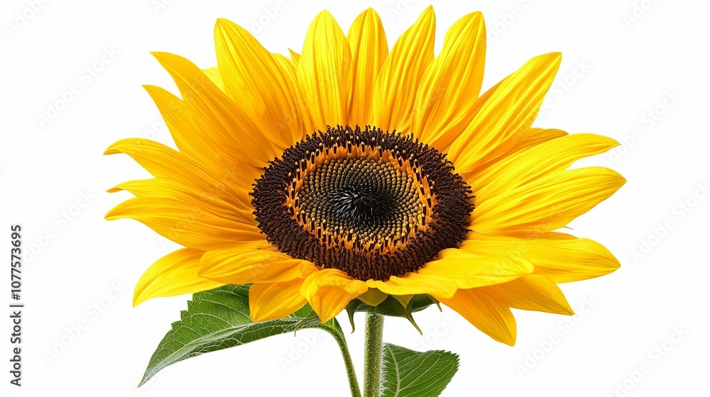 A Single Sunflower with Yellow Petals and a Dark Center A Single Sunflower with Yellow Petals and a Dark Center