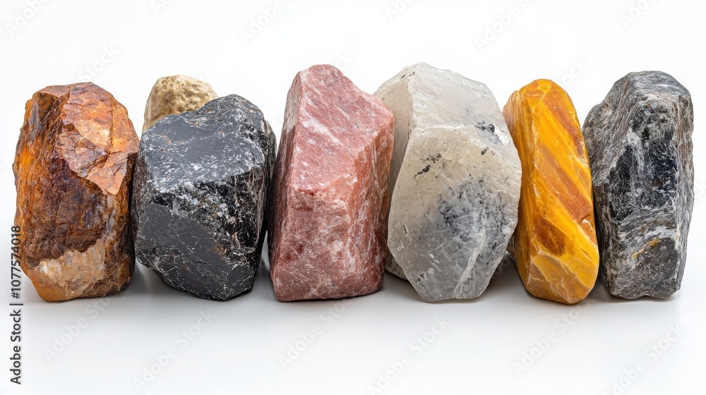 a group of rocks on a white surface a group of rocks on a white surface