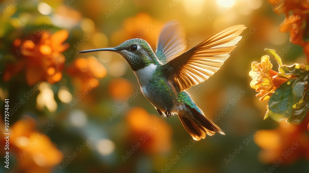 Fototapeta premium a hummingbird flying in the air