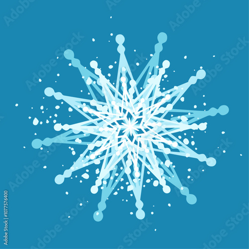 Decorative blue snowflake,festive elements for christmas,new year.Vector graphics.