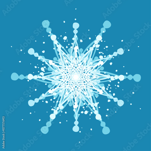 Decorative blue snowflake,festive elements for christmas,new year.Vector graphics.