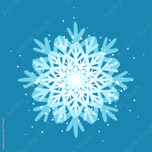 Decorative blue snowflake,festive elements for christmas,new year.Vector graphics.
