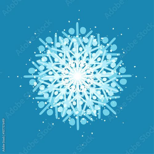 Decorative blue snowflake,festive elements for christmas,new year.Vector graphics.