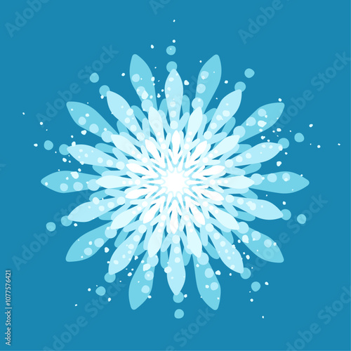 Decorative blue snowflake,festive elements for christmas,new year.Vector graphics.