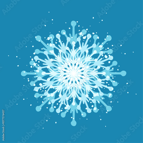 Decorative blue snowflake,festive elements for christmas,new year.Vector graphics.