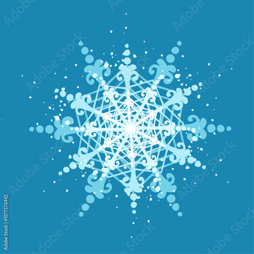 Decorative blue snowflake,festive elements for christmas,new year.Vector graphics.