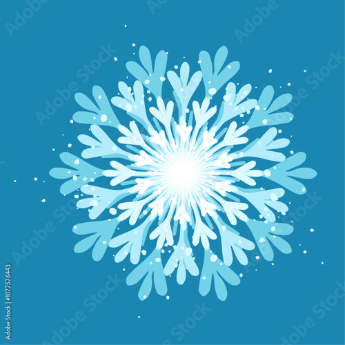 Decorative blue snowflake,festive elements for christmas,new year.Vector graphics.