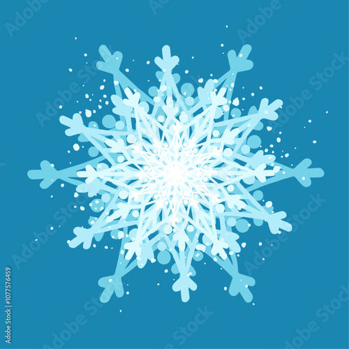Decorative blue snowflake,festive elements for christmas,new year.Vector graphics.