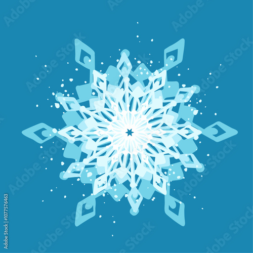 Decorative blue snowflake,festive elements for christmas,new year.Vector graphics.