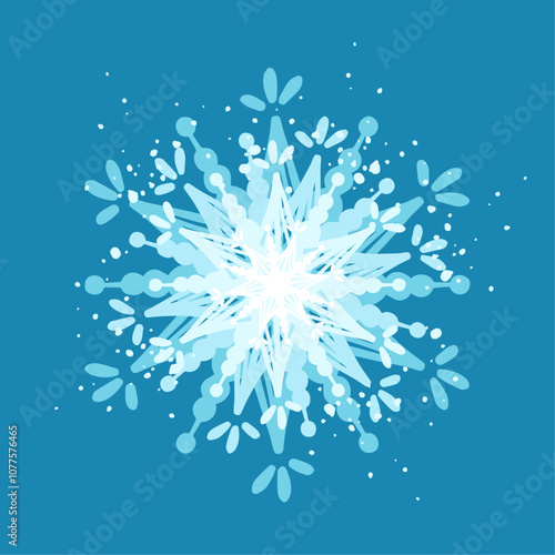 Decorative blue snowflake,festive elements for christmas,new year.Vector graphics.