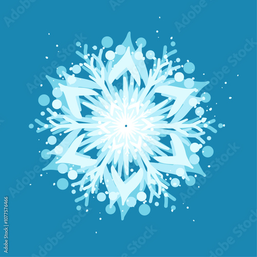 Decorative blue snowflake,festive elements for christmas,new year.Vector graphics.