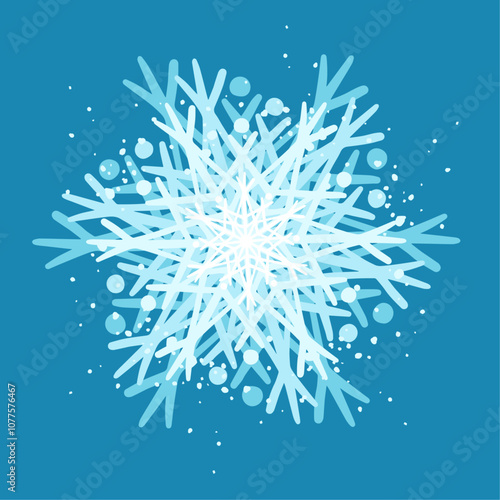 Decorative blue snowflake,festive elements for christmas,new year.Vector graphics.