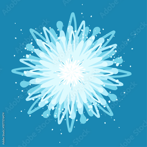 Decorative blue snowflake,festive elements for christmas,new year.Vector graphics.