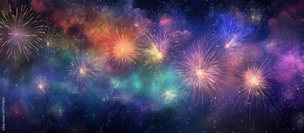 Fireworks Display in a Night Sky Fireworks Display in a Night Sky