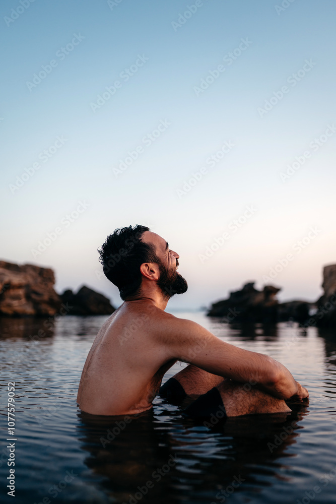 Smiling man summer portrait at the beach Smiling man summer portrait at the beach