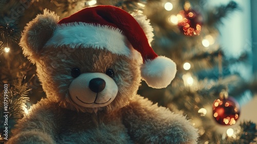 Wallpaper Mural Fluffy teddy bear with red hat generative ai Torontodigital.ca