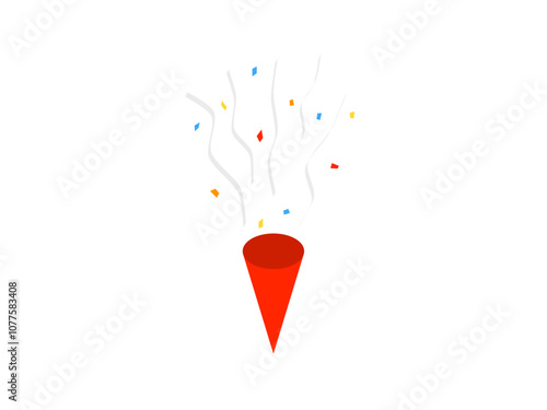 アイソメトリックフラットパーティークラッカーアイコン：赤A