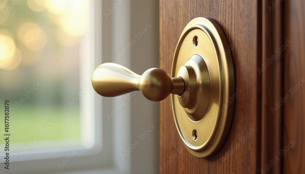 Golden Door Handle - Exquisite Architectural Detail Golden Door Handle - Exquisite Architectural Detail