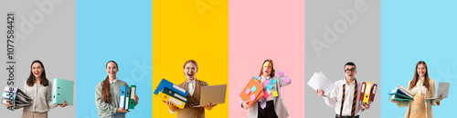 Set of people with folders ...