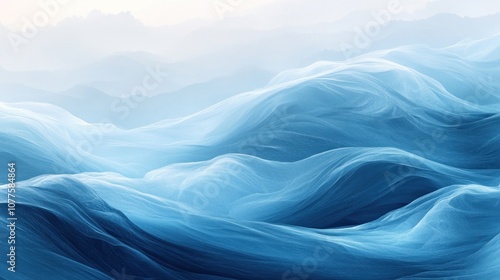 Abstract blue and white waves, resembling mountain ranges, with a soft, dreamy, and ethereal feel.