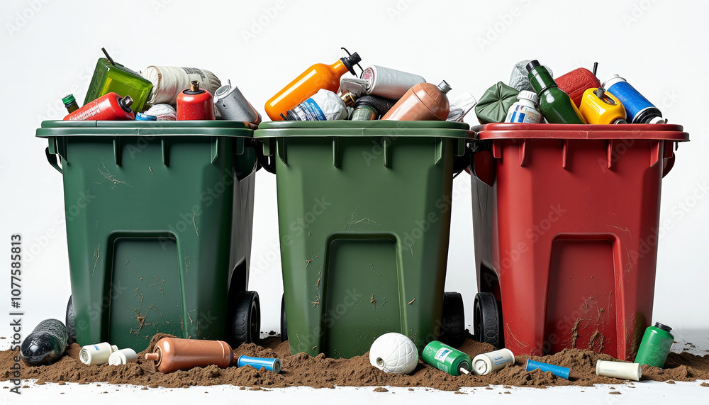 Overflowing Trash Bins - Environmental Problem Overflowing Trash Bins - Environmental Problem