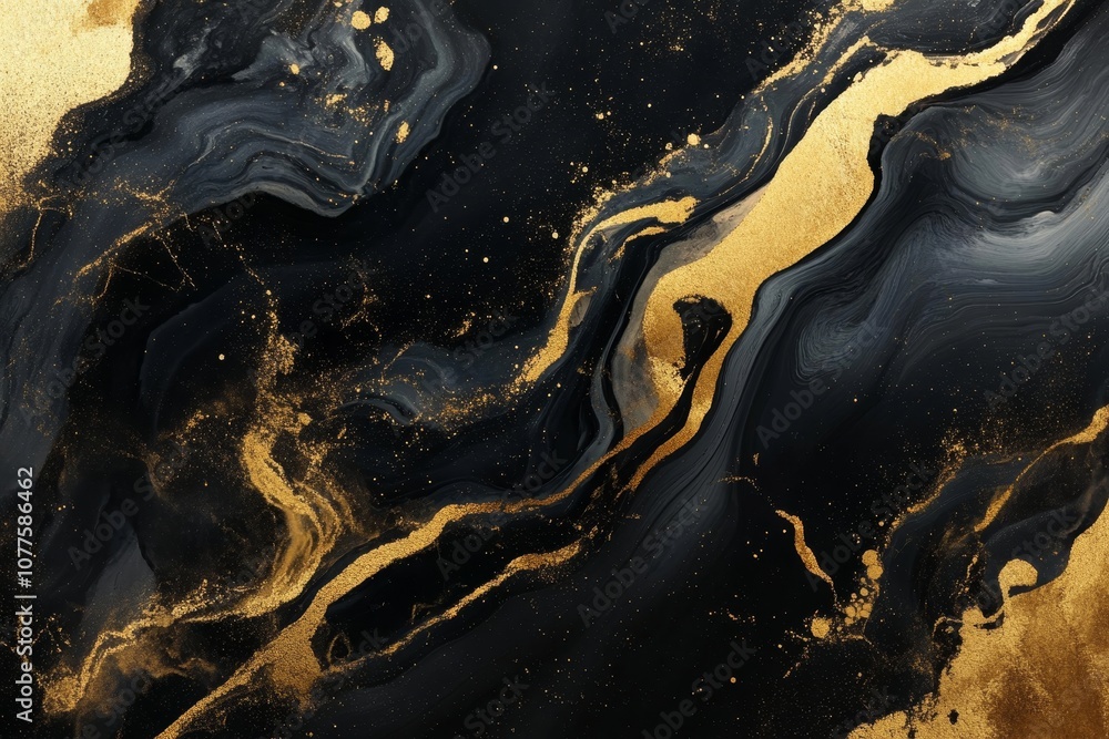 Luxurious black and gold abstract marble design with fluid ink for elegant backgrounds and decor Luxurious black and gold abstract marble design with fluid ink for elegant backgrounds and decor