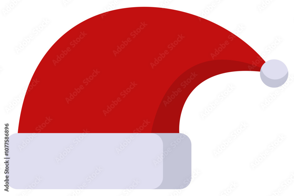 Cartoon santa hat flat icon isolated on white background. Cartoon santa hat flat icon isolated on white background.
