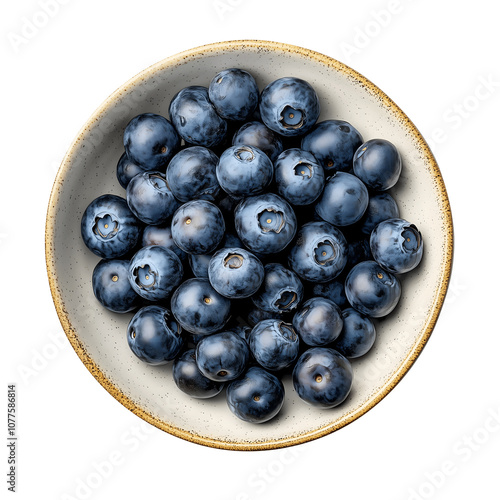 Top view, blueberries on a plate