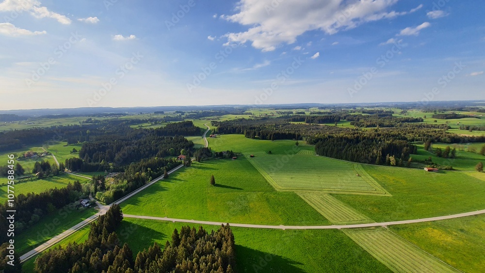 Naklejka premium German bavarian hot air balloon ride sky tours