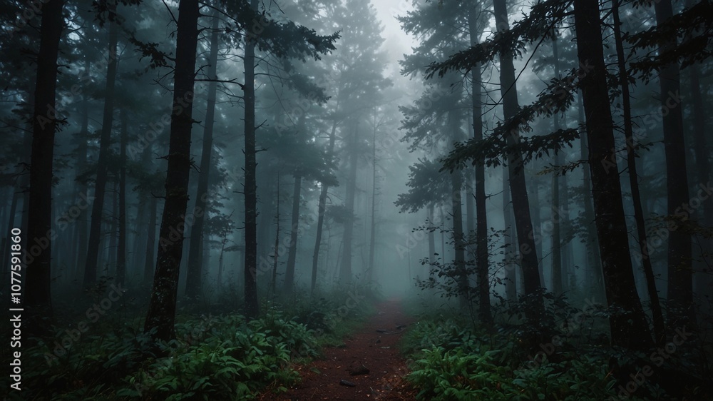 Fototapeta premium 4K Foggy Forest Wallpaper