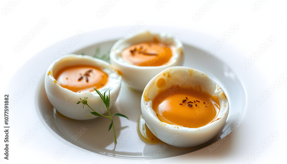 Eggs en cocotte (baked eggs) isolated with white highlights, png Eggs en cocotte (baked eggs) isolated with white highlights, png