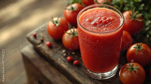 Wallpaper Mural A glass of fresh tomato juice surrounded by ripe tomatoes. Torontodigital.ca