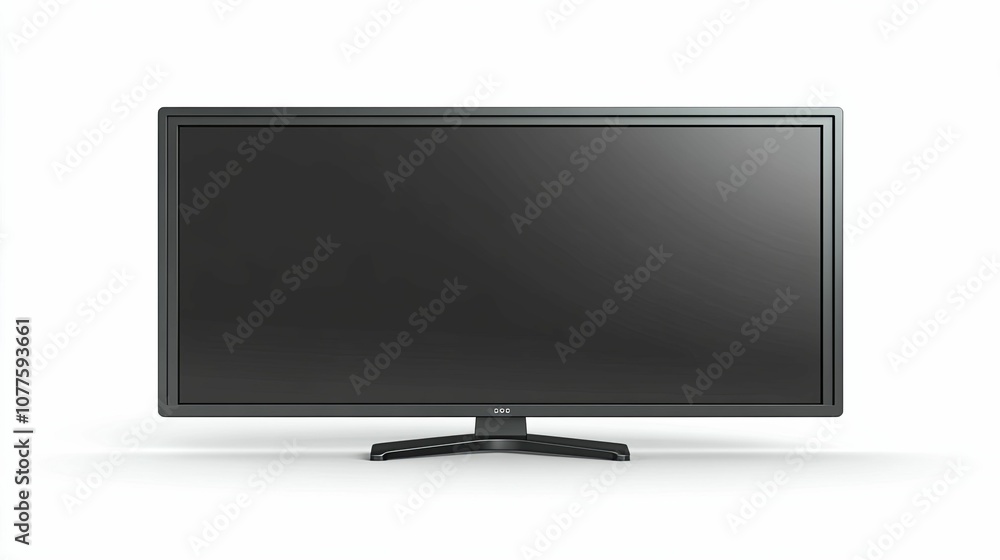 Black Flat Screen Television on White Background Black Flat Screen Television on White Background