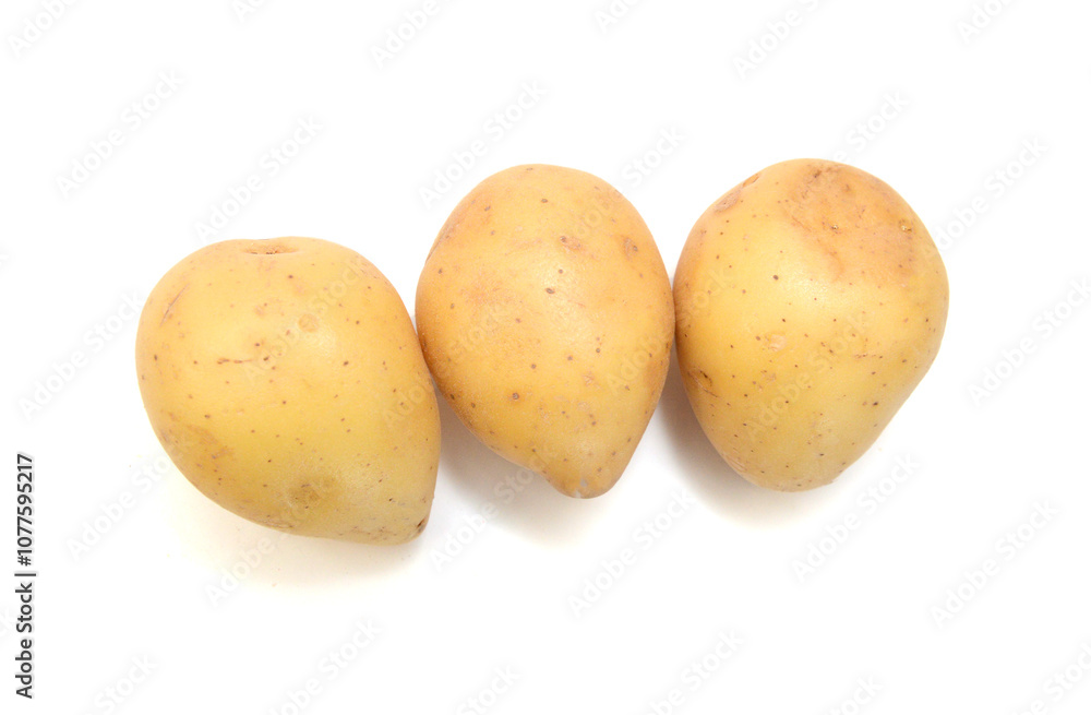 New potato isolated on white background close up New potato isolated on white background close up