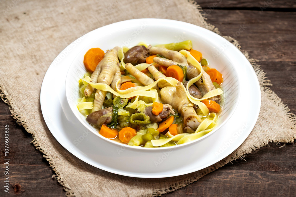 The most rustic and nutritious soup in the world, real food rich in healthy nutrients with chicken feet The most rustic and nutritious soup in the world, real food rich in healthy nutrients with chicken feet