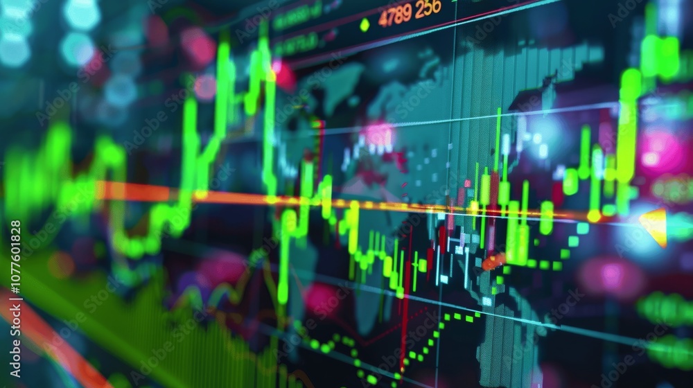 Stock Market Surge with Green Arrow and Rising Candlestick Charts Indicating Positive Growth and Investment Success Stock Market Surge with Green Arrow and Rising Candlestick Charts Indicating Positive Growth and Investment Success