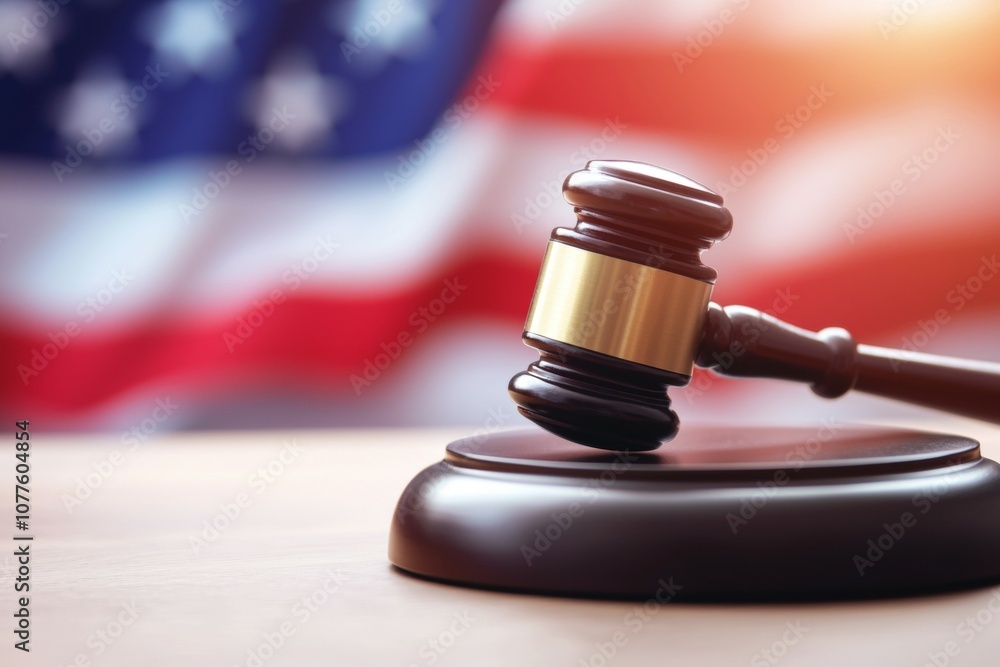 A gavel sits on a wooden podium in front of an American flag A gavel sits on a wooden podium in front of an American flag