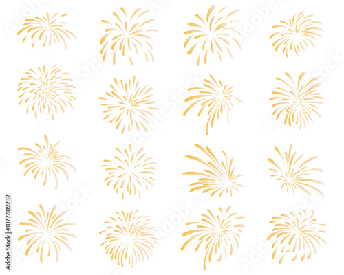 Fireworks. Set of firecracker icons for Anniversary, New year, Celebrate, Festival.