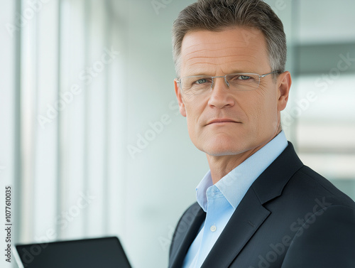 Professional headshot of a middle aged businessman with formal attire